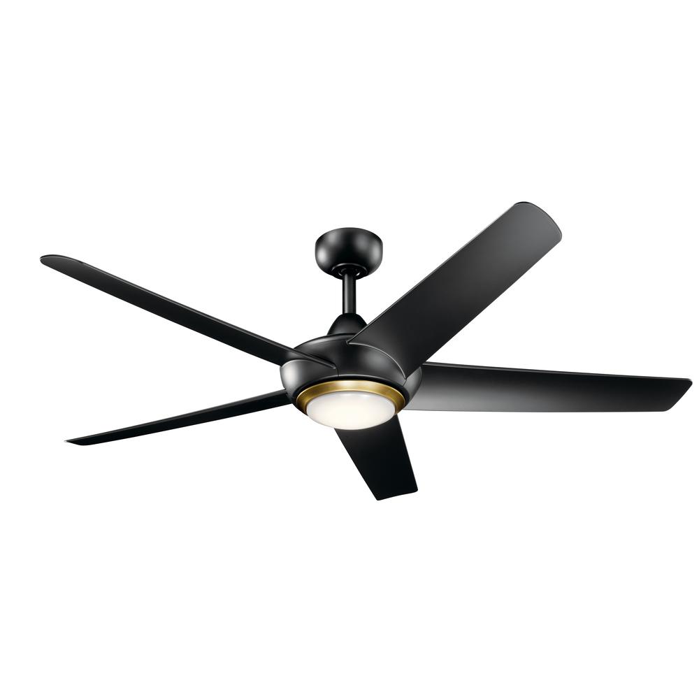 Kapono 52 inch LED Ceiling Fan in Satin Black with Frosted White Polycarbonate Lens