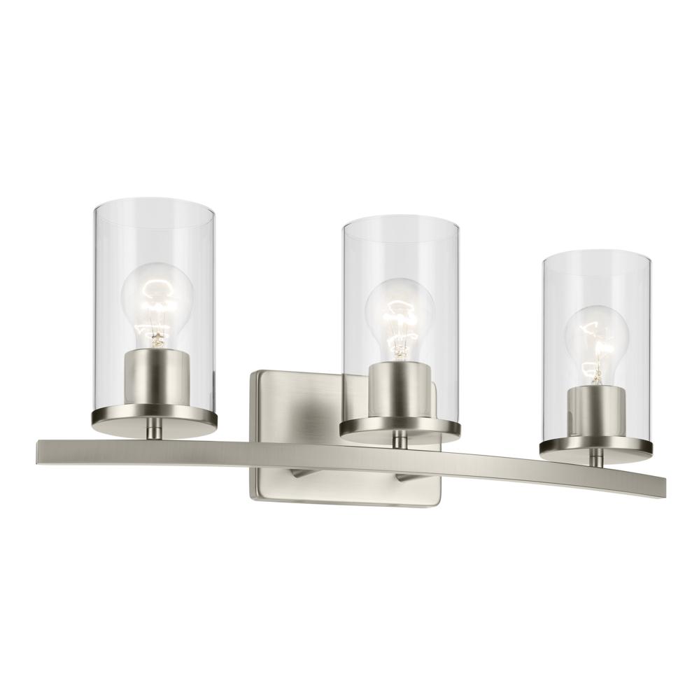 Crosby 23" 3-Light Vanity Light with Clear Glass in Brushed Nickel