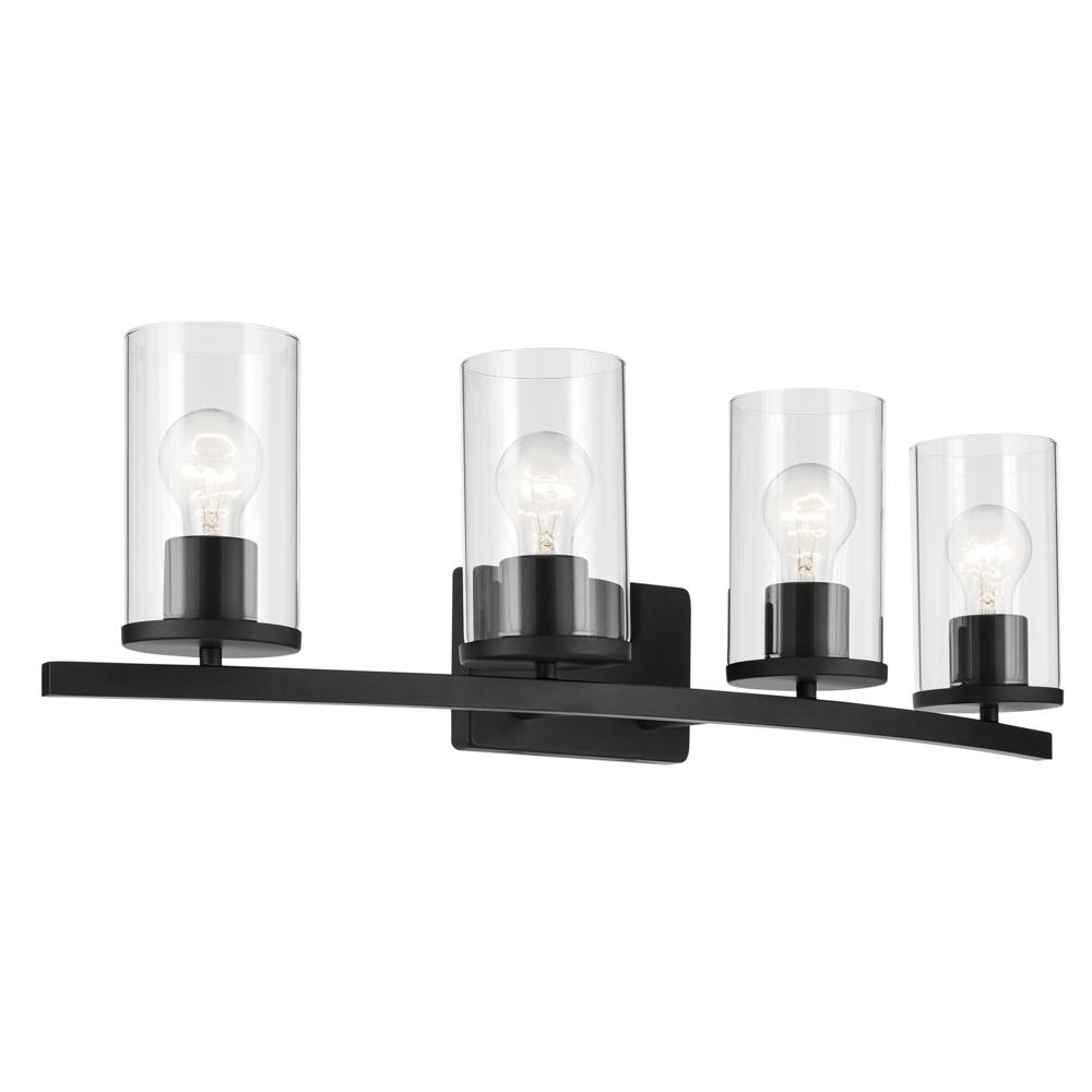 Crosby 31.25" 4-Light Vanity Light with Clear Glass in Black