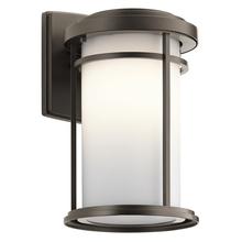Kichler 49687OZL18 - Toman 13.5" LED Outdoor Wall Light with Satin Etched Glass in Black