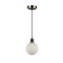 Artcraft AC11870WH - Gem Collection 1-Light Pendant with White Glass Black and Brushed Brass