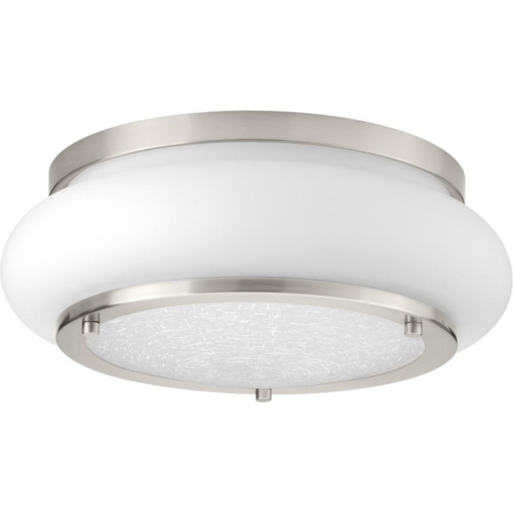 One-Light 12" LED Opal-Linen Flush Mount