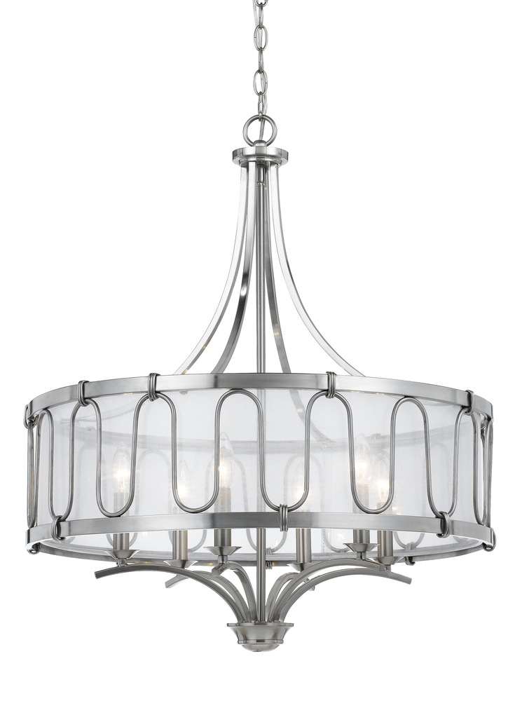 60W X 6 Vincenzametal  Chandelier With Trasparent Fabric Shade