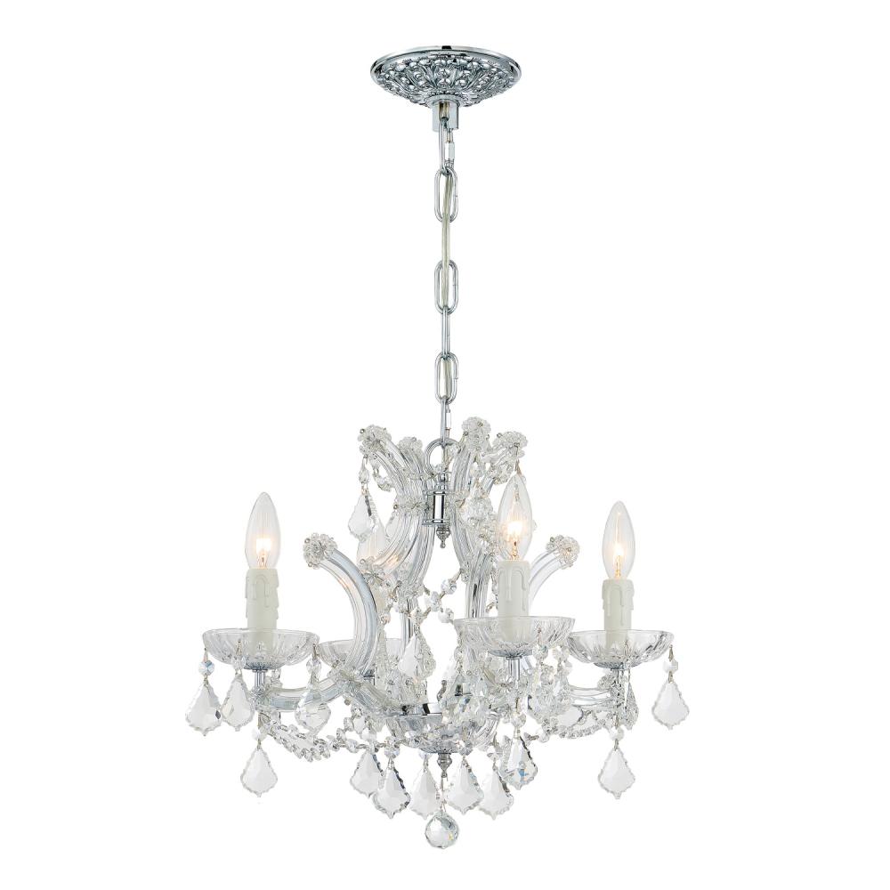 Maria Theresa 4 Light Clear Italian Crystal Polished Chrome Mini Chandelier