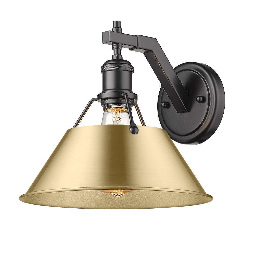 Orwell BLK 1 Light Wall Sconce in Matte Black with Brushed Champagne Bronze shade