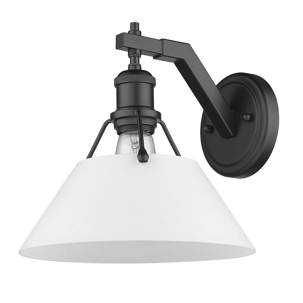 Orwell BLK 1 Light Wall Sconce in Matte Black with Opal Glass