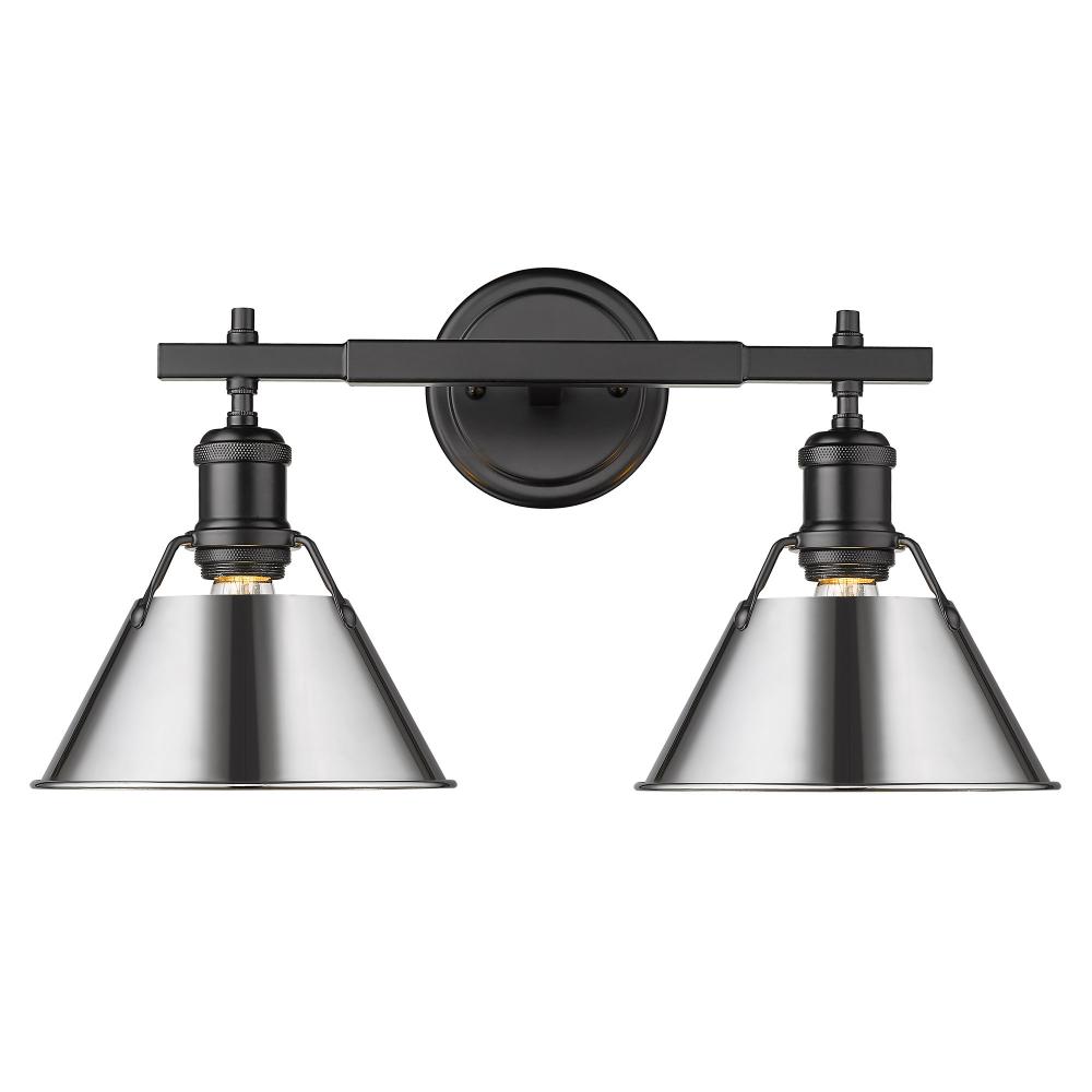 Orwell BLK 2 Light Bath Vanity in Matte Black with Chrome shades