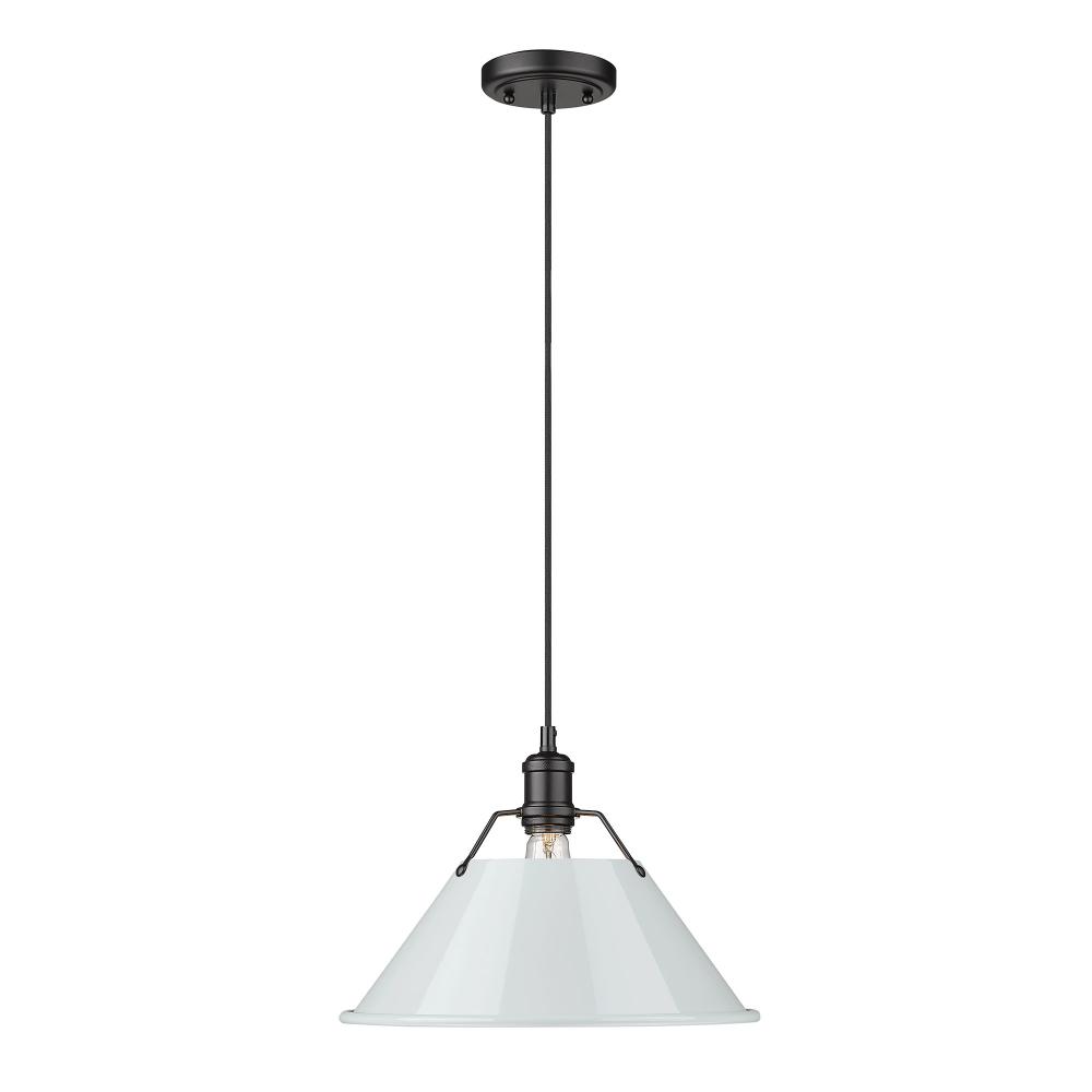 Orwell BLK Large Pendant - 14" in Matte Black with Dusky Blue shade