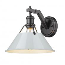 Golden 3306-1W BLK-DB - Orwell BLK 1 Light Wall Sconce in Matte Black with Dusky Blue shade
