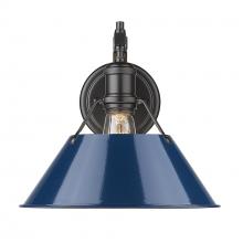 Golden 3306-1W BLK-NVY - Orwell BLK 1 Light Wall Sconce in Matte Black with Matte Navy shade