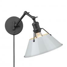 Golden 3306-A1W BLK-DB - Orwell BLK 1 Light Articulating Wall Sconce in Matte Black with Dusky Blue shade