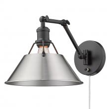 Golden 3306-A1W BLK-PW - Orwell BLK 1 Light Articulating Wall Sconce in Matte Black with Pewter shade