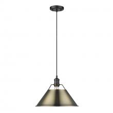 Golden 3306-L BLK-AB - Orwell BLK Large Pendant - 14" in Matte Black with Aged Brass shade