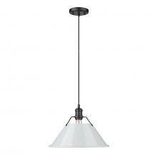 Golden 3306-L BLK-DB - Orwell BLK Large Pendant - 14" in Matte Black with Dusky Blue shade