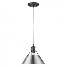 Golden 3306-M BLK-PW - Orwell BLK Medium Pendant - 10" in Matte Black with Pewter shade