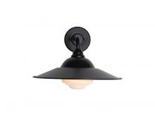 Golden 5096-OWL15 BLK-BLK-SB - Croma 15" Wall Sconce - Outdoor in Matte Black with Matte Black Shade