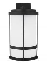 Generation Lighting 8890901DEN3-12 - Wilburn modern 1-light LED outdoor exterior Dark Sky compliant extra large wall lantern sconce in bl