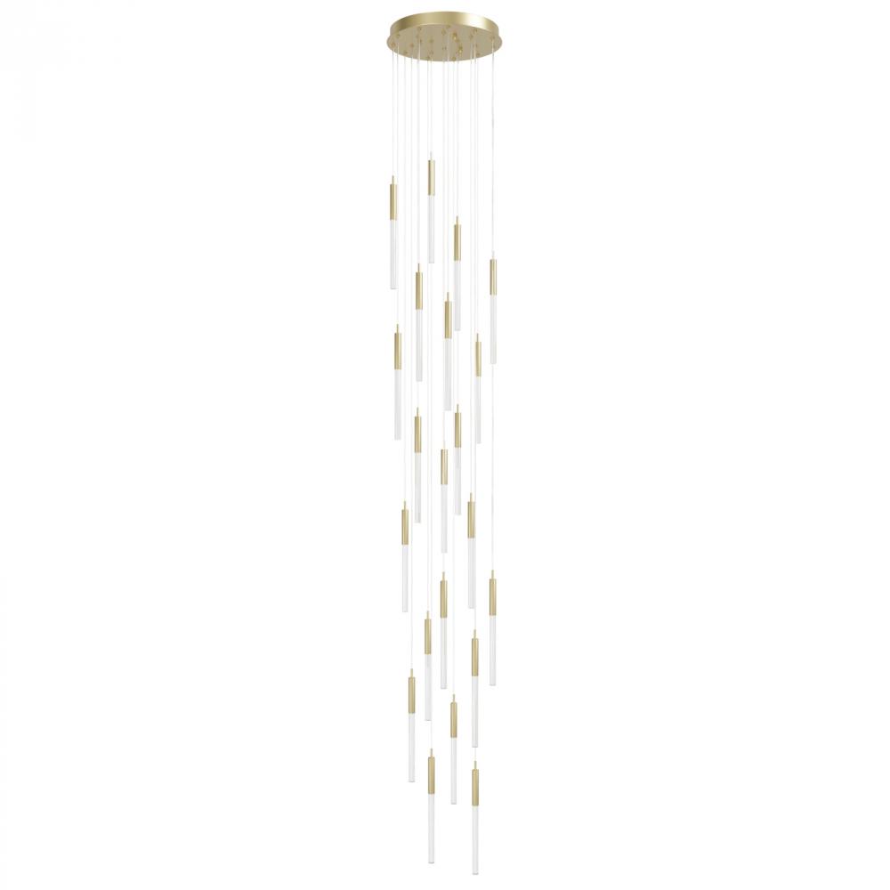 Main St. Snow Collection Brushed Brass 21 Light Pendant Fixture