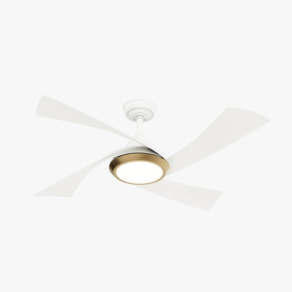Casablanca 52 inch Vespucci Fresh White Damp Rated Ceiling Fan w/ LED Light Kit and Handheld Remote