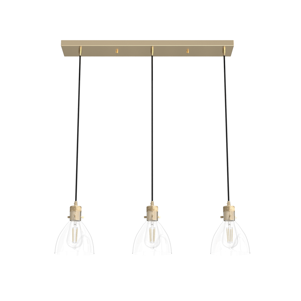 Hunter Van Nuys Alturas Gold with Clear Glass 3 Light Pendant Cluster Ceiling Light Fixture