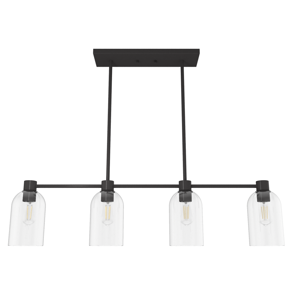 Hunter Lochemeade Noble Bronze with Clear Seeded Glass 4 Light Chandelier Ceiling Light Fixture