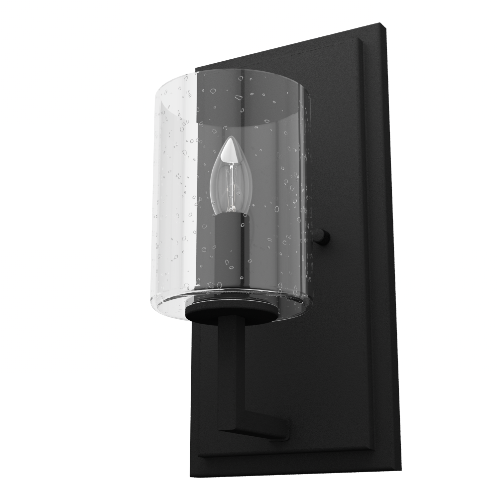 Hunter Kerrison Natural Black Iron with Seeded Glass 1 Light Sconce Wall Light Fixture