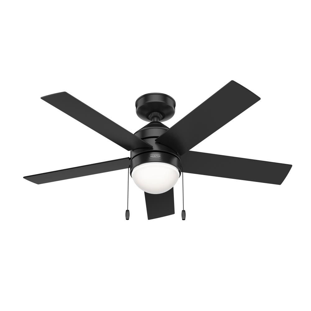 Hunter 44 inch Rogers Matte Black Ceiling Fan with LED Light Kit and Pull Chain