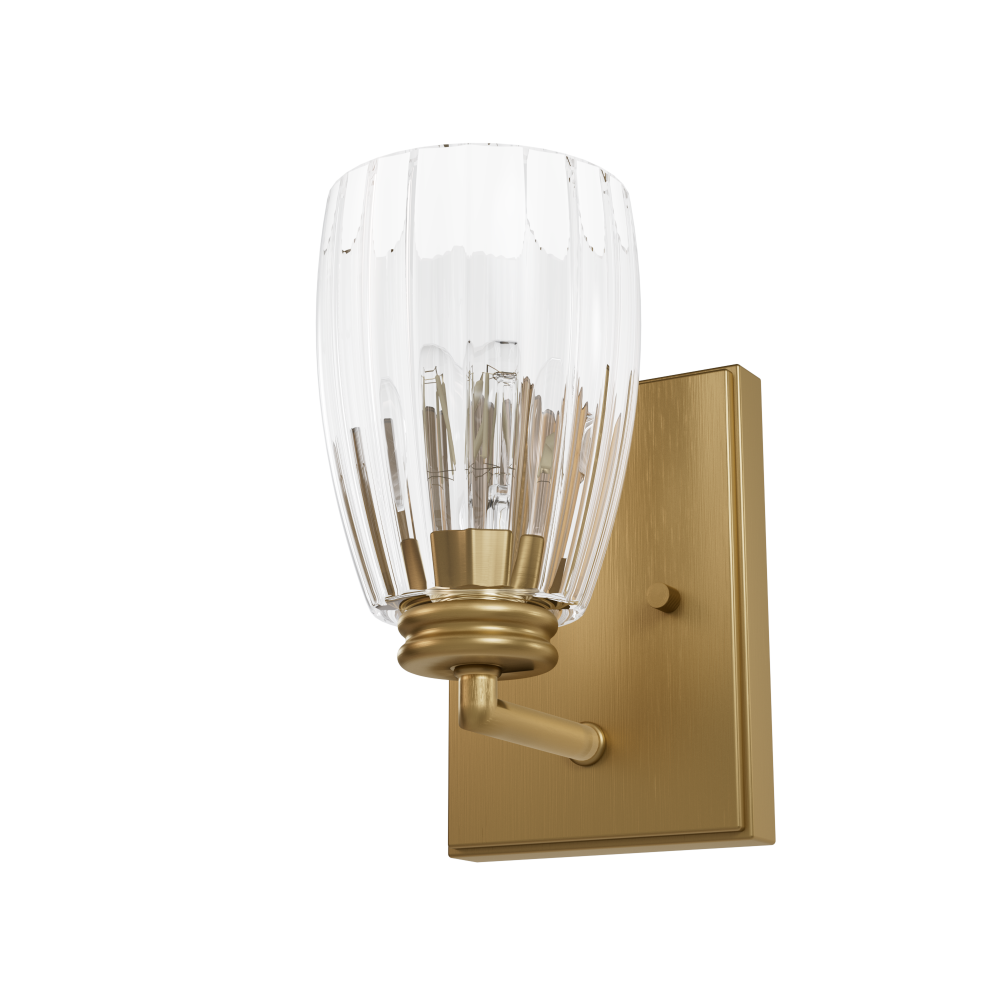 Hunter Rossmoor Luxe Gold with Clear Glass 1 Light Sconce Wall Light Fixture