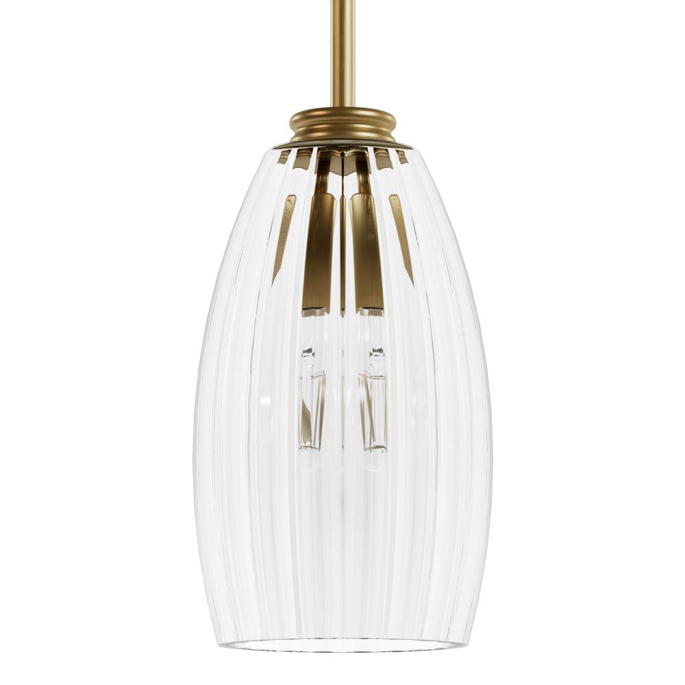 Hunter Rossmoor Luxe Gold with Clear Glass 1 Light Pendant Ceiling Light Fixture