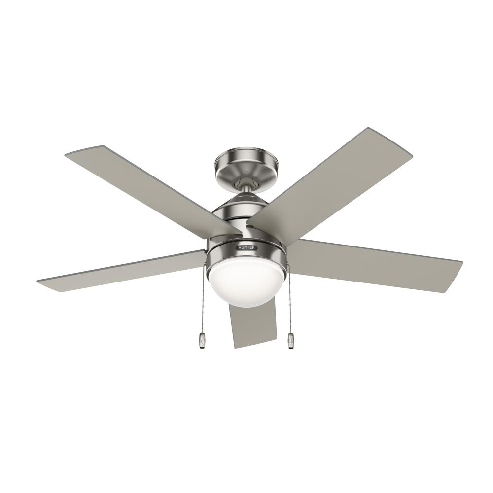 Hunter 44 inch Rogers Brushed Nickel Ceiling Fan with LED Light Kit and Pull Chain
