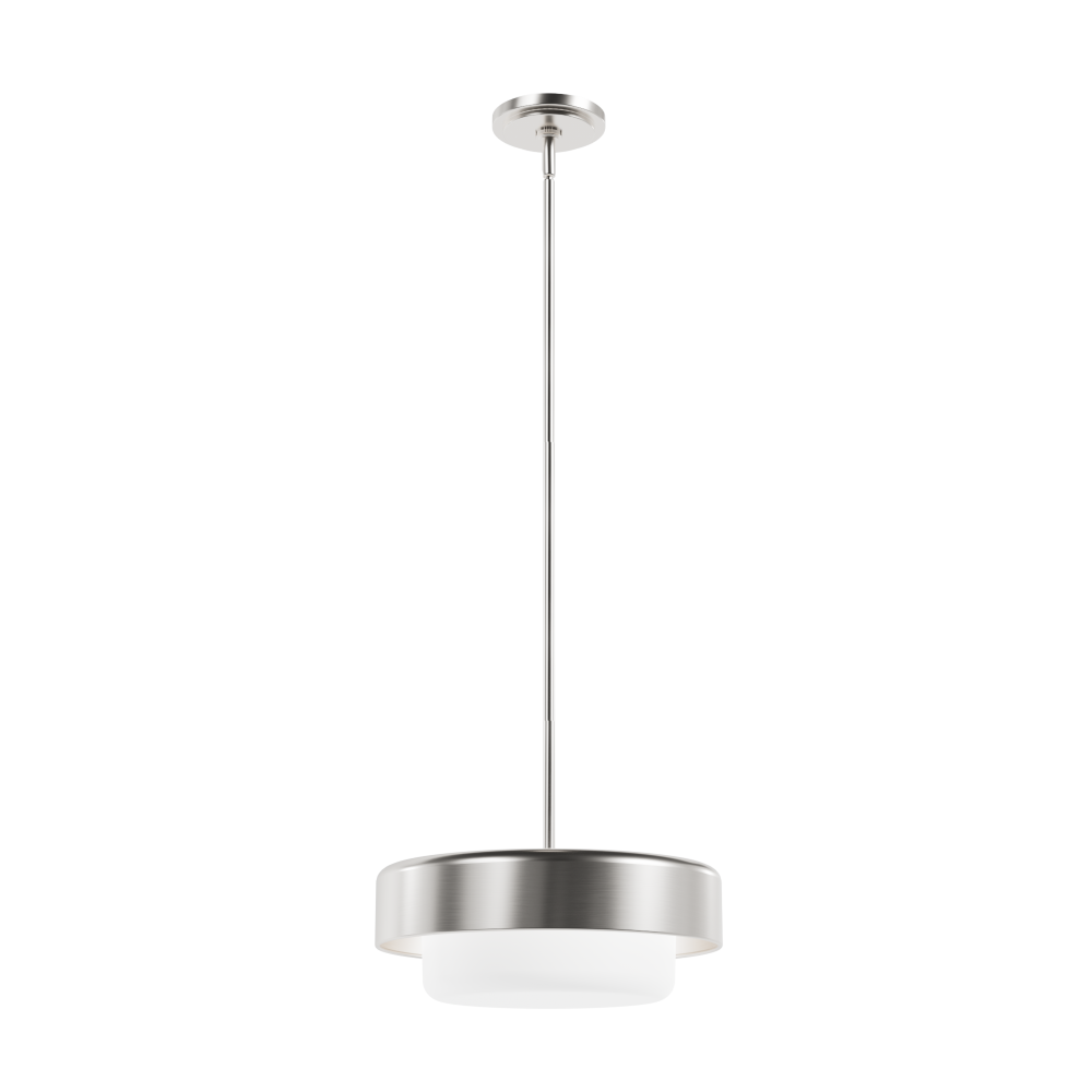 Hunter Station Brushed Nickel with Frosted Cased White Glass 2 Light Pendant Ceiling Light Fixture