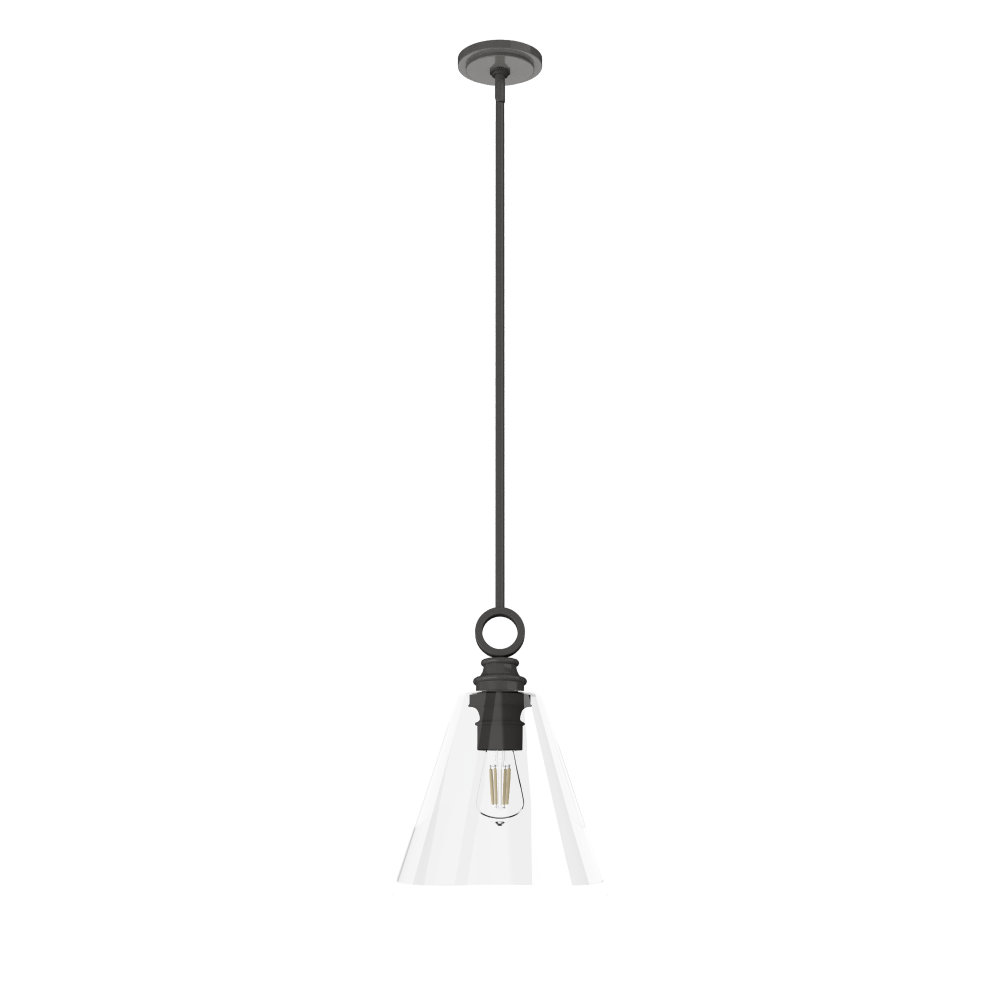 Hunter Klein Noble Bronze with Clear Glass 1 Light Pendant Ceiling Light Fixture