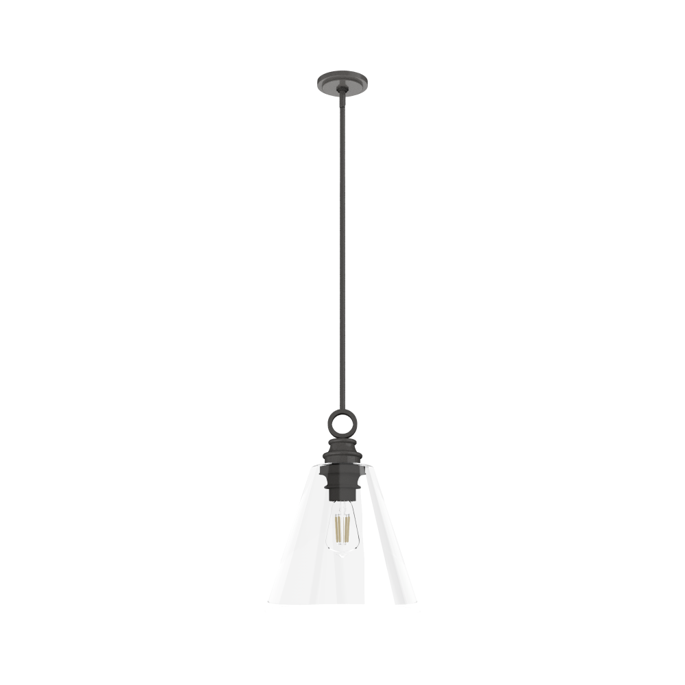 Hunter Klein Noble Bronze with Clear Glass 1 Light Pendant Ceiling Light Fixture