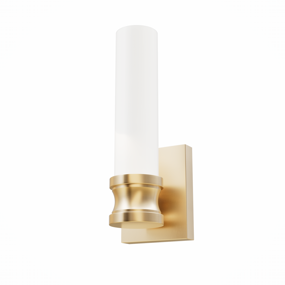 Hunter Lenlock Alturas Gold with Cased White Glass 1 Light Sconce Wall Light Fixture