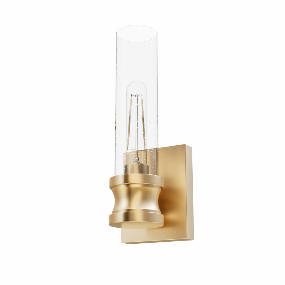 Hunter Lenlock Alturas Gold with Seeded Glass 1 Light Sconce Wall Light Fixture