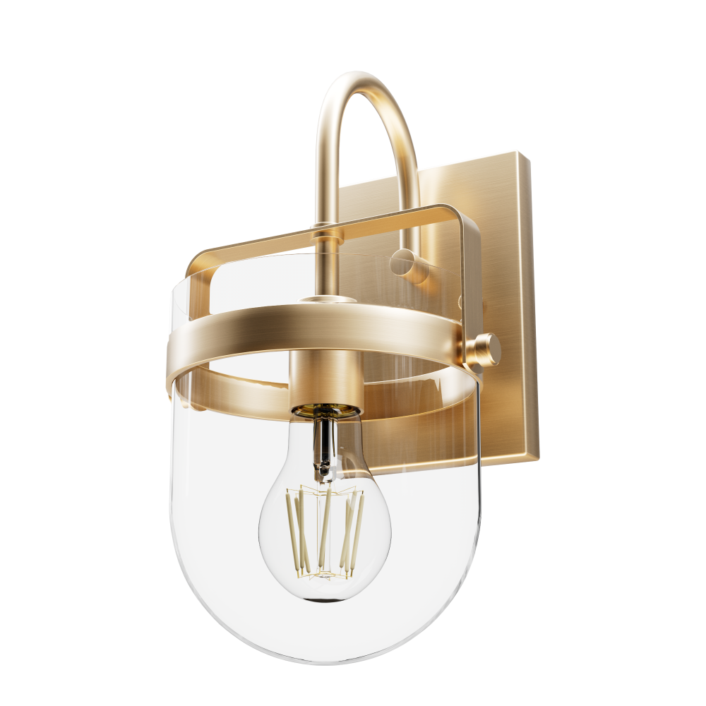 Hunter Karloff Alturas Gold with Clear Glass 1 Light Sconce Wall Light Fixture