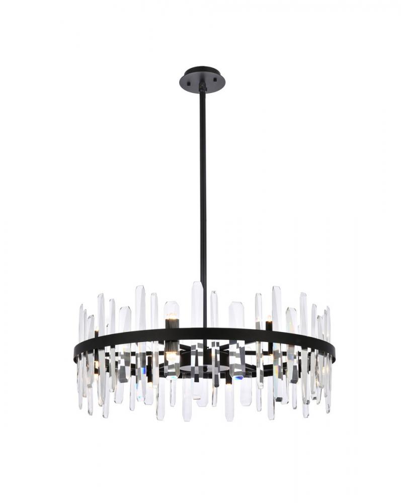 Serena 32 Inch Crystal Round Chandelier in Black