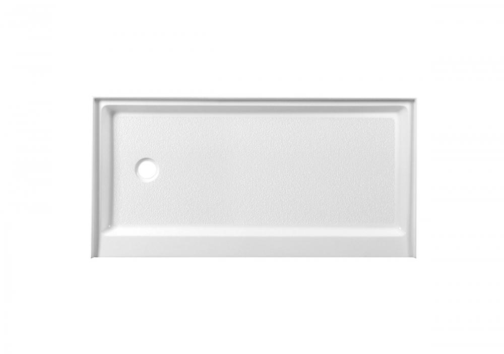 60x30 inch Single threshold shower tray left drain in glossy white