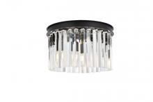 Elegant 1208F16MB/RC - Sydney 3 Light Matte Black Flush Mount Clear Royal Cut Crystal