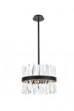 Elegant 6200D16BK - Serephina 16 Inch Crystal Round Pendant Light in Black