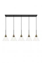 Elegant LD4017D48BRB - Histoire 5 light brass and black Pendant