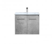 Elegant VF44024CG - 24 Inch Single Bathroom Floating Vanity in Concrete Grey