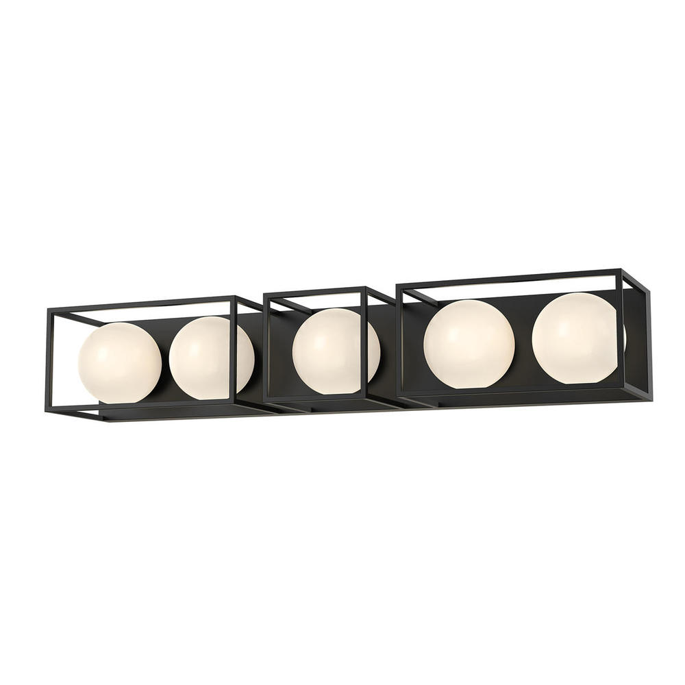 Amelia 35-in Matte Black/Opal Matte Glass 5 Lights Vanity