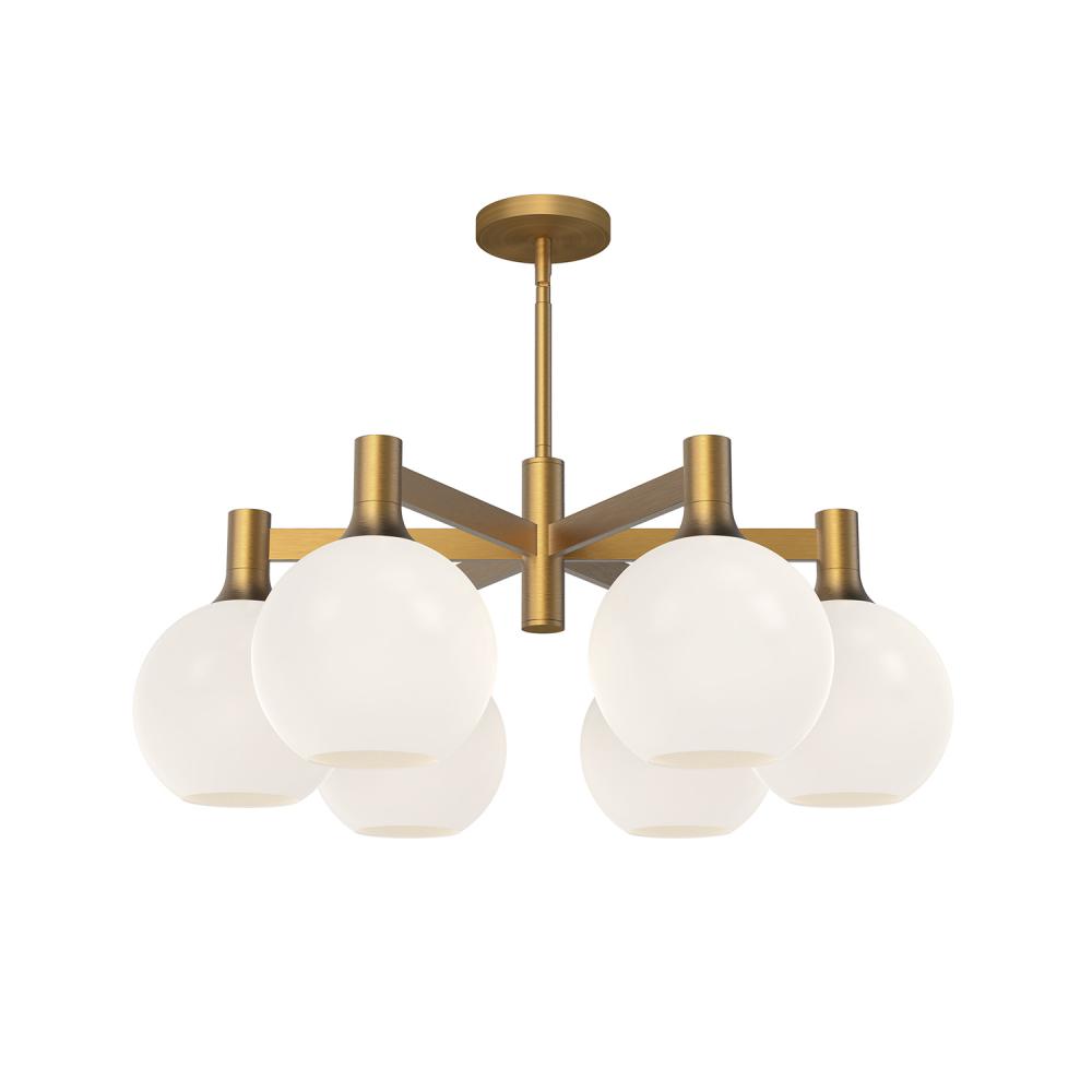 Castilla 29-in Aged Gold/Opal Matte Glass 6 Lights Chandeliers