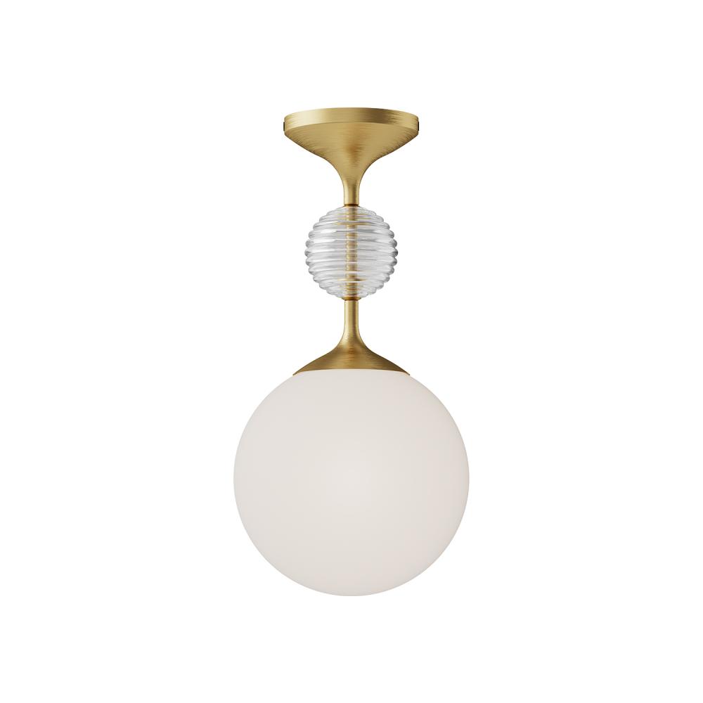 Celia 8-in Brushed Gold/Opal Glass 1 Light Semi Flush Mount