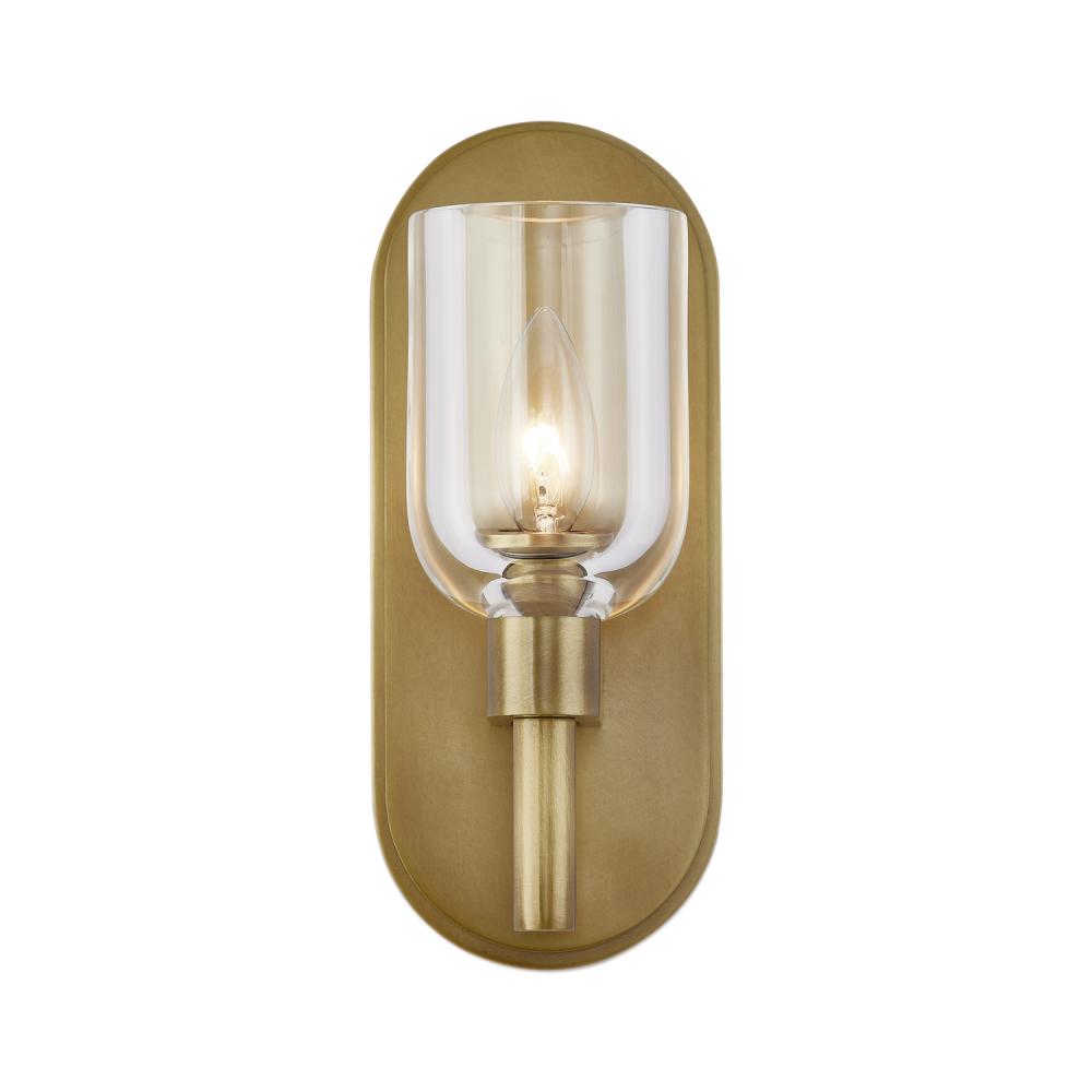 Lucian 9-in Clear Crystal/Vintage Brass 1 Light Wall/Vanity