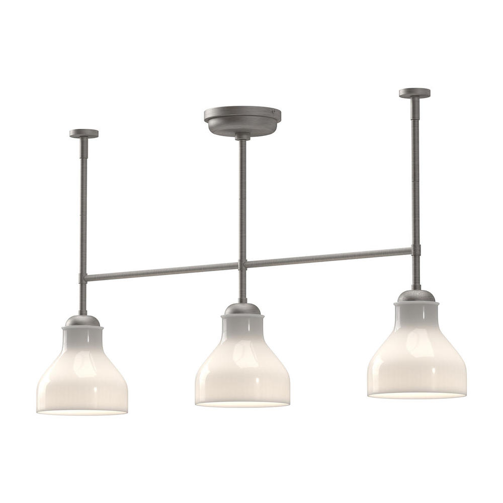 Westlake 34-in Brushed Nickel/Glossy Opal Glass 3 Lights Linear Pendant