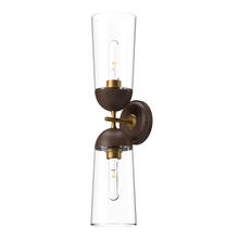 Alora Lighting WV542226AGWT - Emil 5-in Aged Gold/Walnut 2 Lights Wall/Vanity