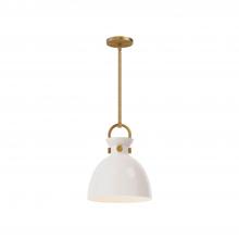 Alora Lighting PD411811AGGO - Waldo 11-in Aged Gold/Glossy Opal Glass 1 Light Pendant