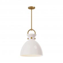 Alora Lighting PD411814AGGO - Waldo 14-in Aged Gold/Glossy Opal Glass 1 Light Pendant